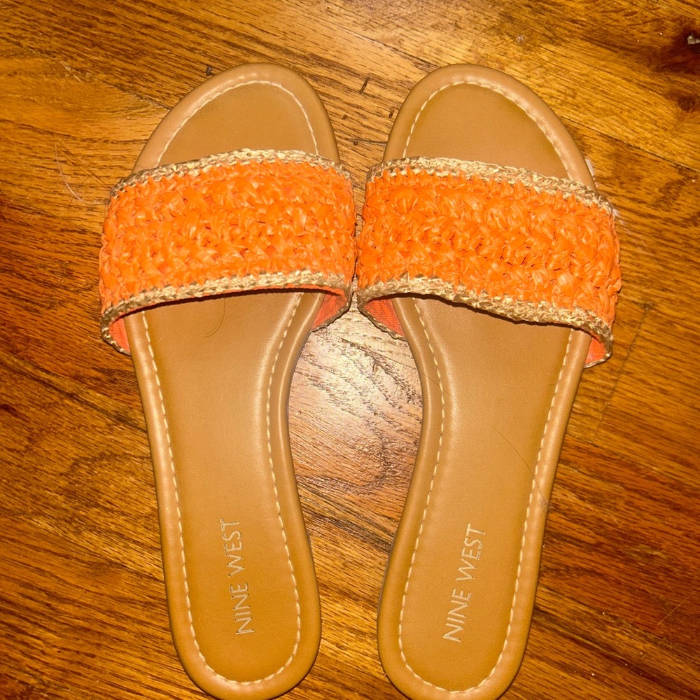 Nine West Bright Orange Woven Sandals